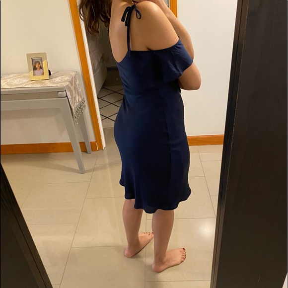 Satin dress in navy blue - Picture 7 of 10